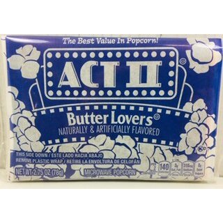Act II Butter Lovers Microwave Popcorn Single Packs - MHD 06.10.25